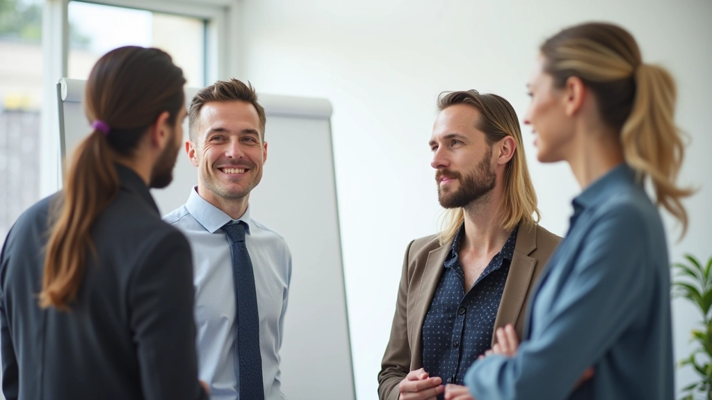 Team in brainstormingsessie, iedereen actief betrokken, diverse groep, energieke sfeer