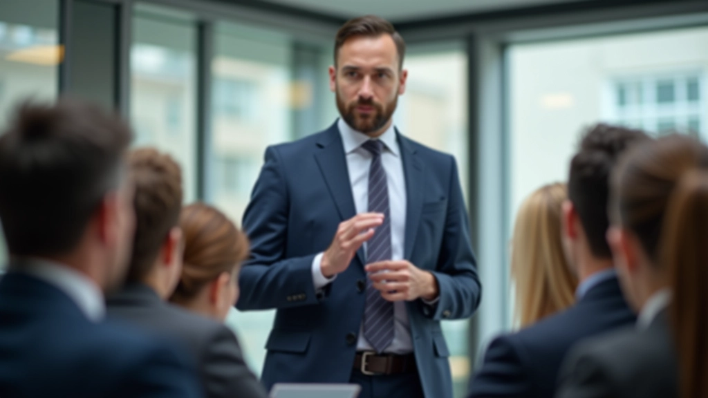 Leidinggevende presenteert visie aan diverse team in modern kantooromgeving met positieve energie